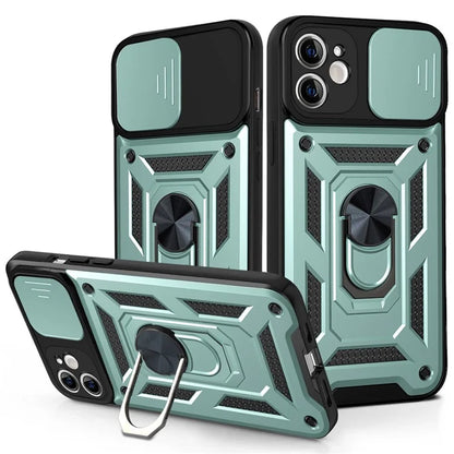 For iPhone 11 Case with Slide Camera Lid PC+TPU Kickstand Phone Cover