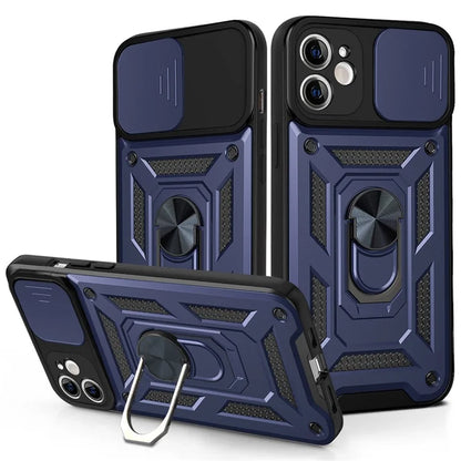 For iPhone 11 Case with Slide Camera Lid PC+TPU Kickstand Phone Cover