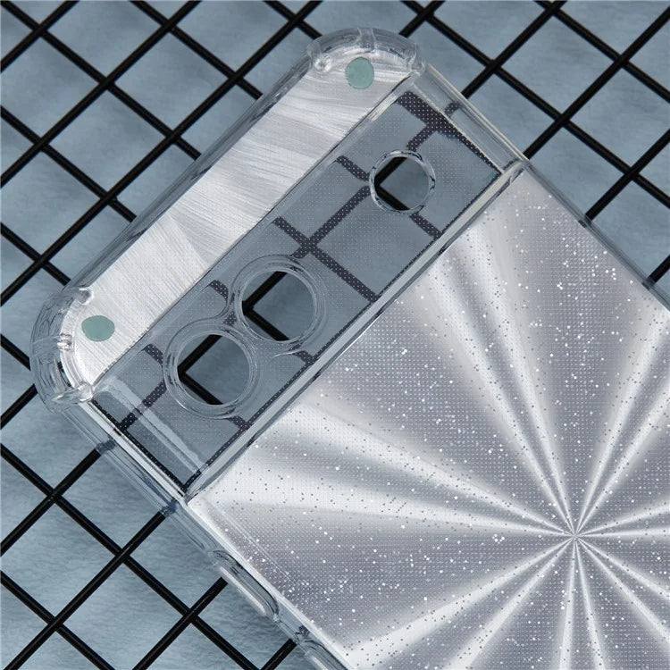 For Google Pixel 8a Phone Case Shockproof TPU Clear Back Cover with 4 Removable Papers