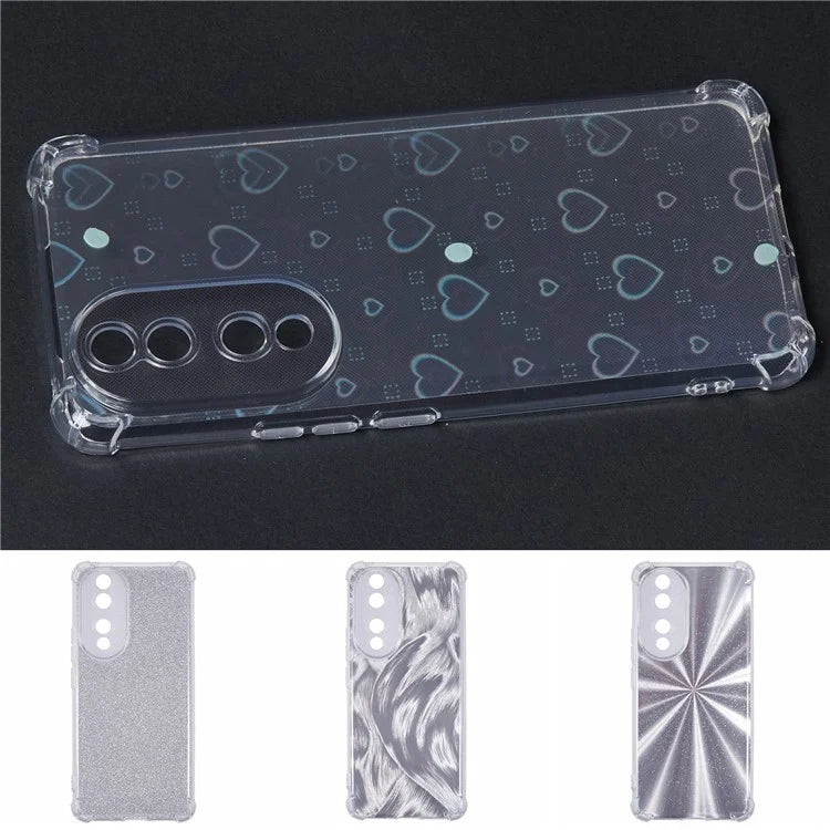For Honor 90 Clear Phone Case Shockproof TPU Back Cover with 4 Removable Papers