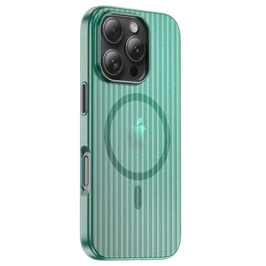 For iPhone 16 Pro Max Case Corrugated Design PC Phone Cover Compatible with MagSafe