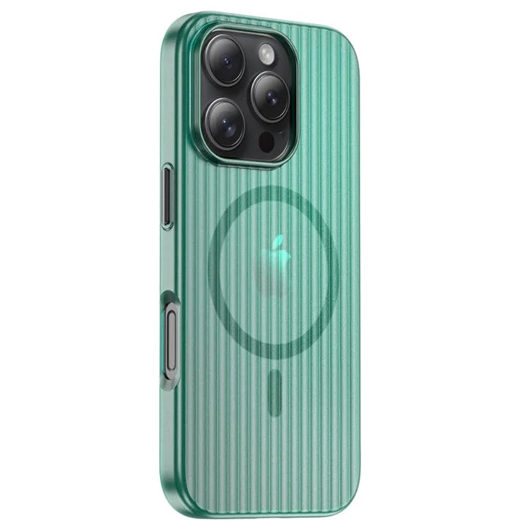 For iPhone 16 Pro Case Compatible with MagSafe Hard PC Phone Cover Corrugated Design
