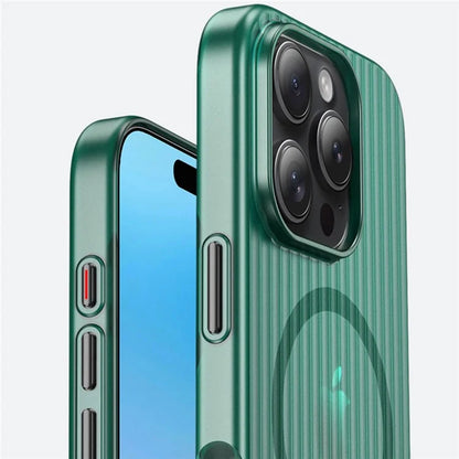 For iPhone 16 Pro Case Compatible with MagSafe Hard PC Phone Cover Corrugated Design