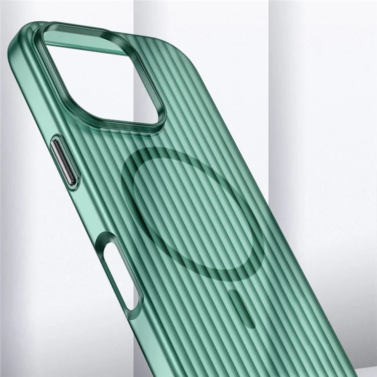 For iPhone 16 Pro Case Compatible with MagSafe Hard PC Phone Cover Corrugated Design