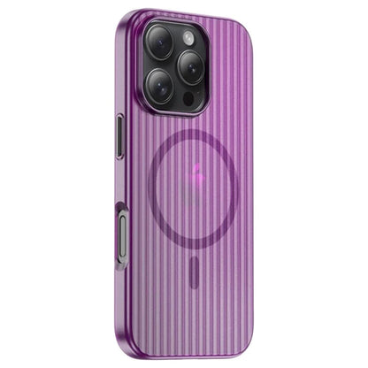 For iPhone 16 Pro Case Compatible with MagSafe Hard PC Phone Cover Corrugated Design