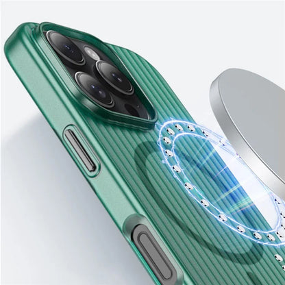 For iPhone 16 Pro Case Compatible with MagSafe Hard PC Phone Cover Corrugated Design