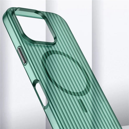 For iPhone 16 Pro Case Compatible with MagSafe Hard PC Phone Cover Corrugated Design