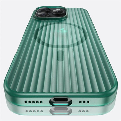 For iPhone 16 Pro Case Compatible with MagSafe Hard PC Phone Cover Corrugated Design