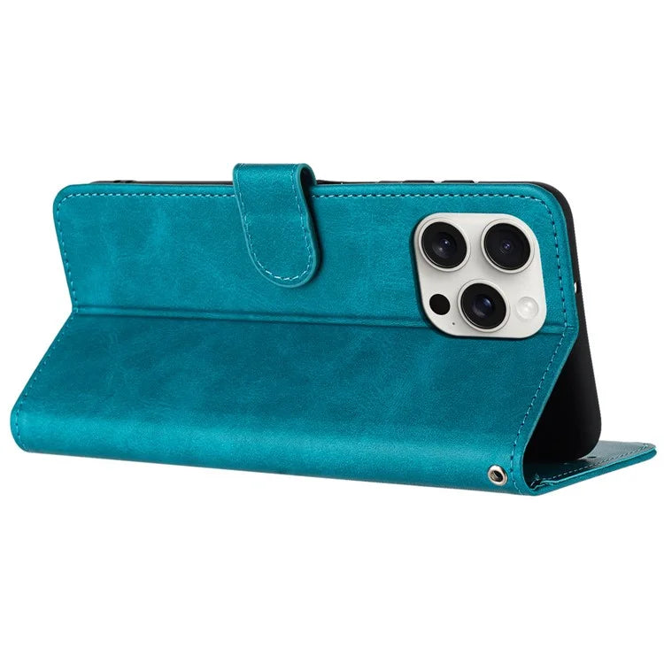 For iPhone 16 Pro Case 3 Card Holder Flip Folio PU Leather Phone Cover