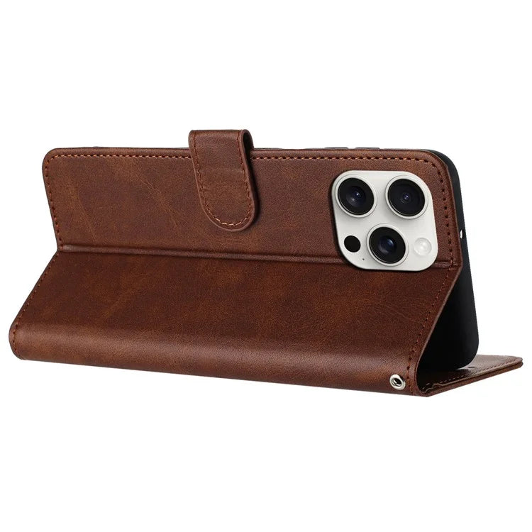 For iPhone 16 Pro Case 3 Card Holder Flip Folio PU Leather Phone Cover