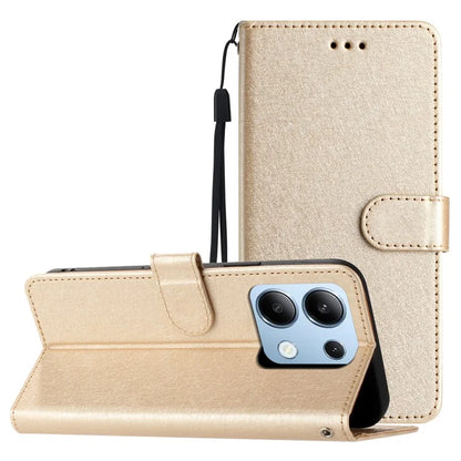 For Xiaomi Redmi Note 13 4G Case Silk Texture Leather TPU Inner Shell Flip Phone Cover