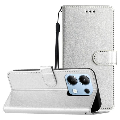 For Xiaomi Redmi Note 13 4G Case Silk Texture Leather TPU Inner Shell Flip Phone Cover