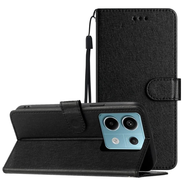 For Xiaomi Redmi Note 13 5G Case Leather Flip Wallet Phone Cover Silk Texture