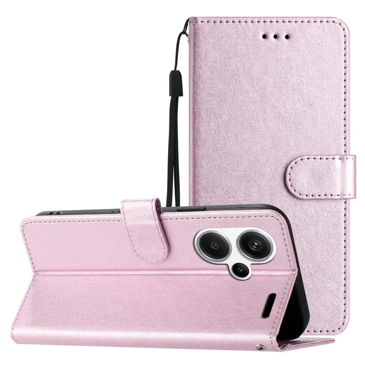 For Xiaomi Redmi Note 13 Pro+ 5G Case Wallet Leather Phone Cover Viewing Stand Wrist Strap