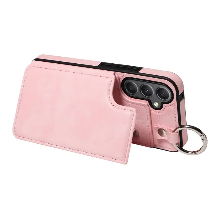 003 For Samsung Galaxy A34 5G Case Card Holder Kickstand Leather Back Cover Ring Buckle