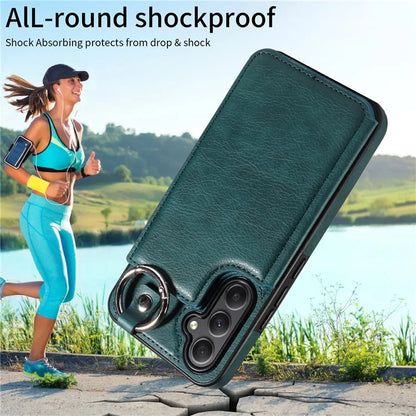 003 For Samsung Galaxy A34 5G Case Card Holder Kickstand Leather Back Cover Ring Buckle