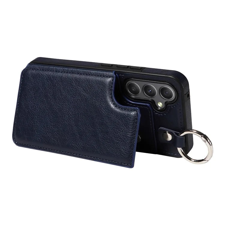 003 For Samsung Galaxy A34 5G Case Card Holder Kickstand Leather Back Cover Ring Buckle