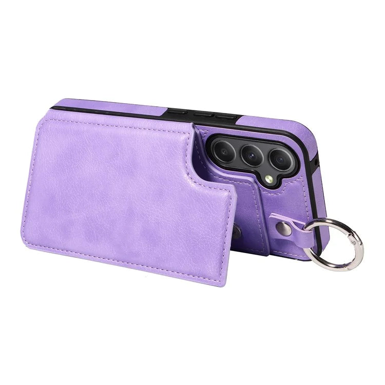 003 For Samsung Galaxy A34 5G Case Card Holder Kickstand Leather Back Cover Ring Buckle