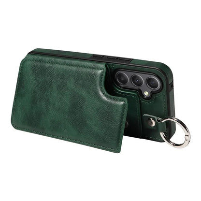 003 For Samsung Galaxy A34 5G Case Card Holder Kickstand Leather Back Cover Ring Buckle