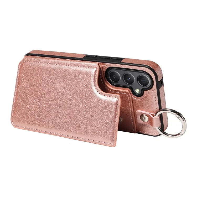 003 For Samsung Galaxy A34 5G Case Card Holder Kickstand Leather Back Cover Ring Buckle