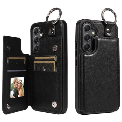 003 For Samsung Galaxy A34 5G Case Card Holder Kickstand Leather Back Cover Ring Buckle