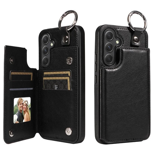 003 For Samsung Galaxy A54 5G Case Anti-Drop Ring Buckle Leather Back Cover Card Holder