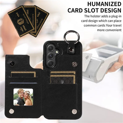 003 For Samsung Galaxy A54 5G Case Anti-Drop Ring Buckle Leather Back Cover Card Holder