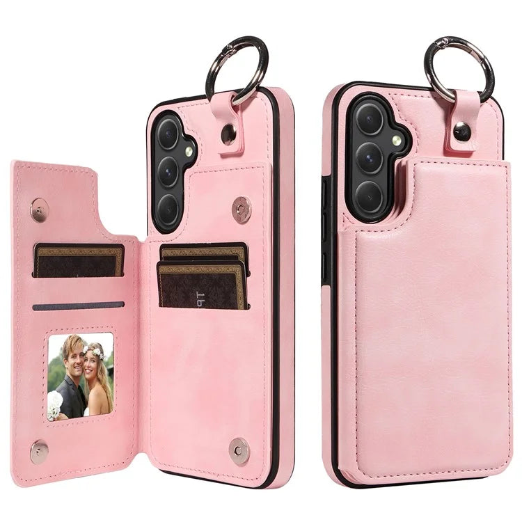 003 For Samsung Galaxy A54 5G Case Anti-Drop Ring Buckle Leather Back Cover Card Holder