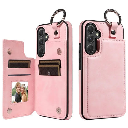 003 For Samsung Galaxy A54 5G Case Anti-Drop Ring Buckle Leather Back Cover Card Holder