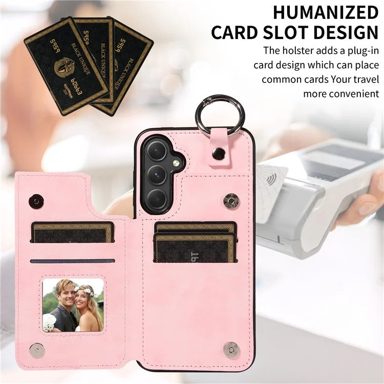 003 For Samsung Galaxy A54 5G Case Anti-Drop Ring Buckle Leather Back Cover Card Holder