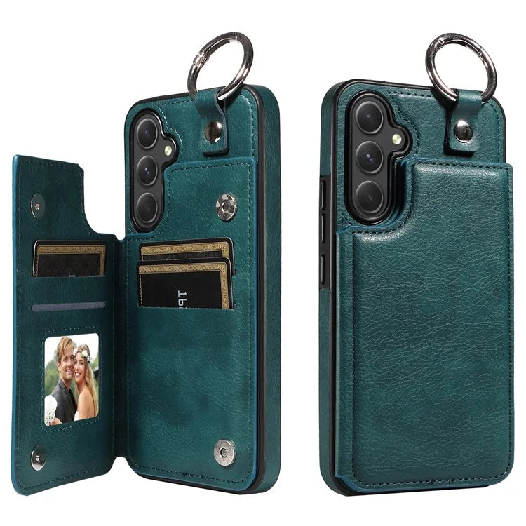 003 For Samsung Galaxy A54 5G Case Anti-Drop Ring Buckle Leather Back Cover Card Holder