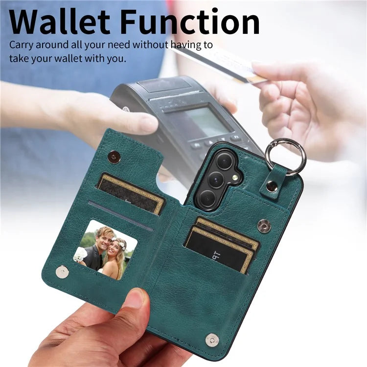 003 For Samsung Galaxy A54 5G Case Anti-Drop Ring Buckle Leather Back Cover Card Holder