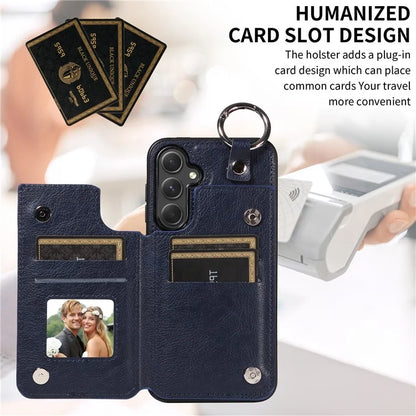 003 For Samsung Galaxy A54 5G Case Anti-Drop Ring Buckle Leather Back Cover Card Holder