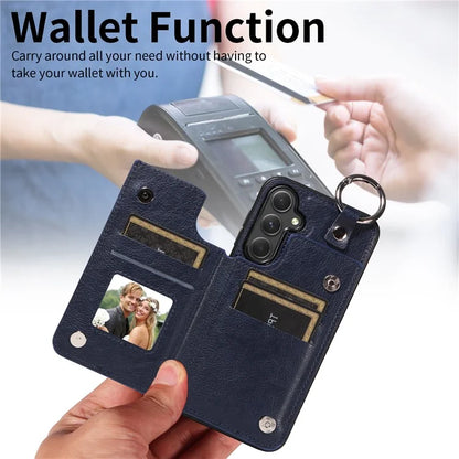 003 For Samsung Galaxy A54 5G Case Anti-Drop Ring Buckle Leather Back Cover Card Holder