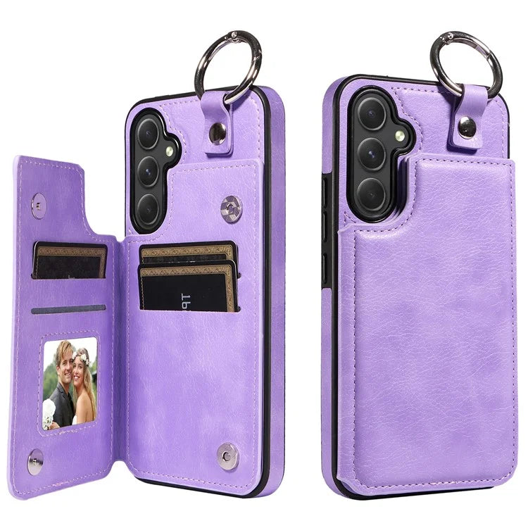 003 For Samsung Galaxy A54 5G Case Anti-Drop Ring Buckle Leather Back Cover Card Holder