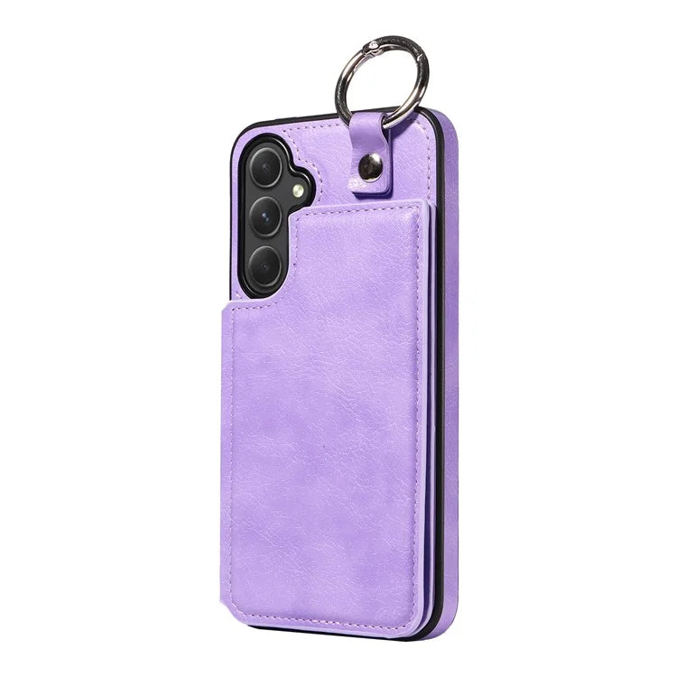 003 For Samsung Galaxy A54 5G Case Anti-Drop Ring Buckle Leather Back Cover Card Holder