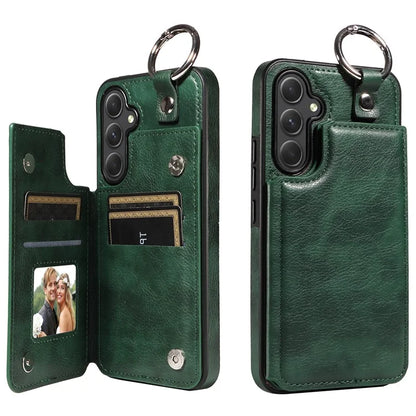 003 For Samsung Galaxy A54 5G Case Anti-Drop Ring Buckle Leather Back Cover Card Holder
