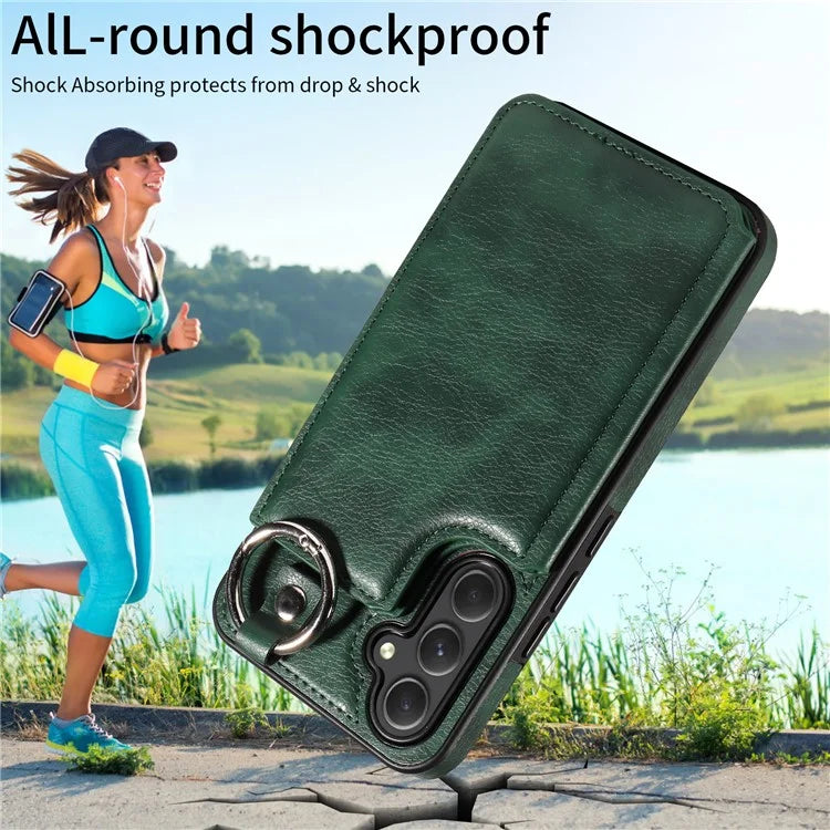 003 For Samsung Galaxy A54 5G Case Anti-Drop Ring Buckle Leather Back Cover Card Holder