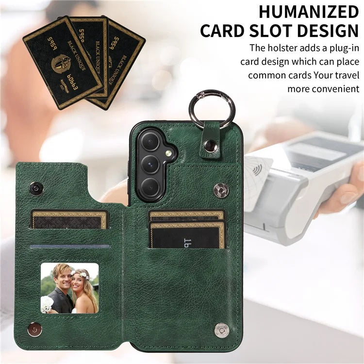 003 For Samsung Galaxy A54 5G Case Anti-Drop Ring Buckle Leather Back Cover Card Holder