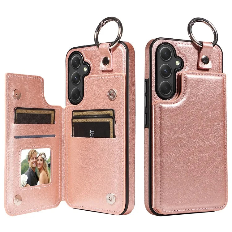 003 For Samsung Galaxy A54 5G Case Anti-Drop Ring Buckle Leather Back Cover Card Holder