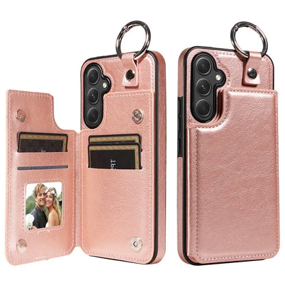 003 For Samsung Galaxy A54 5G Case Anti-Drop Ring Buckle Leather Back Cover Card Holder