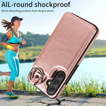 003 For Samsung Galaxy A54 5G Case Anti-Drop Ring Buckle Leather Back Cover Card Holder