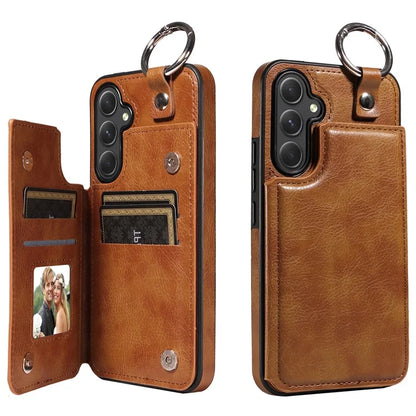 003 For Samsung Galaxy A54 5G Case Anti-Drop Ring Buckle Leather Back Cover Card Holder