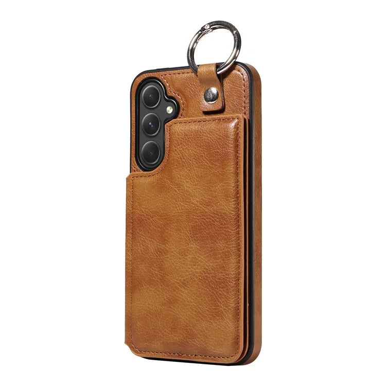 003 For Samsung Galaxy A54 5G Case Anti-Drop Ring Buckle Leather Back Cover Card Holder