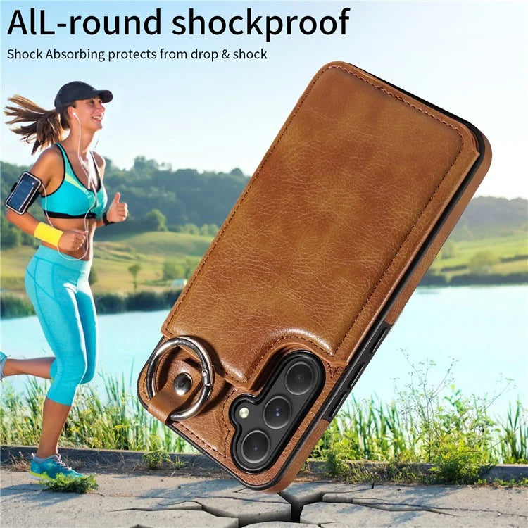 003 For Samsung Galaxy A54 5G Case Anti-Drop Ring Buckle Leather Back Cover Card Holder