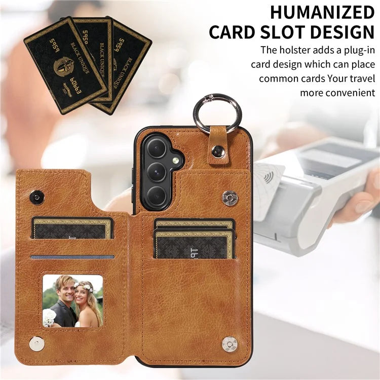 003 For Samsung Galaxy A54 5G Case Anti-Drop Ring Buckle Leather Back Cover Card Holder