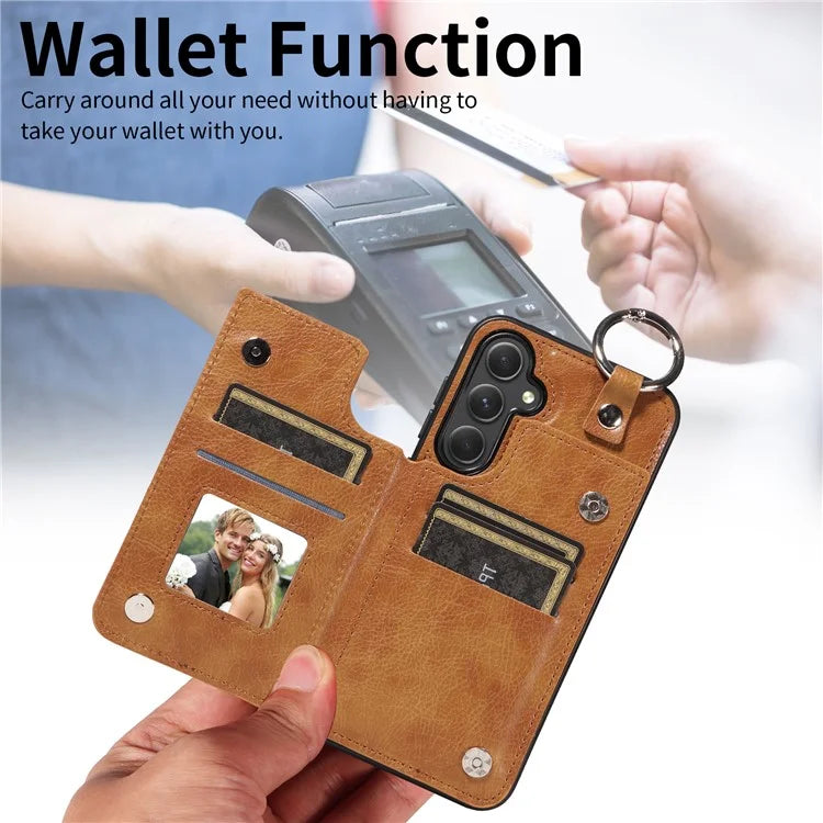 003 For Samsung Galaxy A54 5G Case Anti-Drop Ring Buckle Leather Back Cover Card Holder