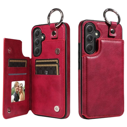 003 For Samsung Galaxy A54 5G Case Anti-Drop Ring Buckle Leather Back Cover Card Holder