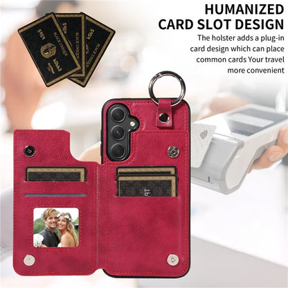 003 For Samsung Galaxy A54 5G Case Anti-Drop Ring Buckle Leather Back Cover Card Holder