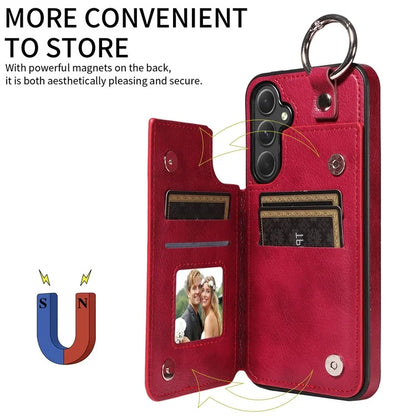 003 For Samsung Galaxy A54 5G Case Anti-Drop Ring Buckle Leather Back Cover Card Holder